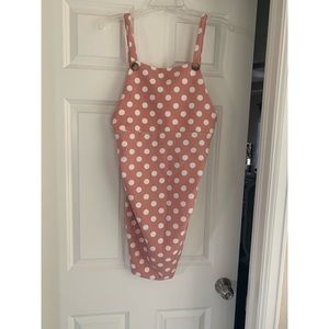 Pink polka dot mini maternity overalls